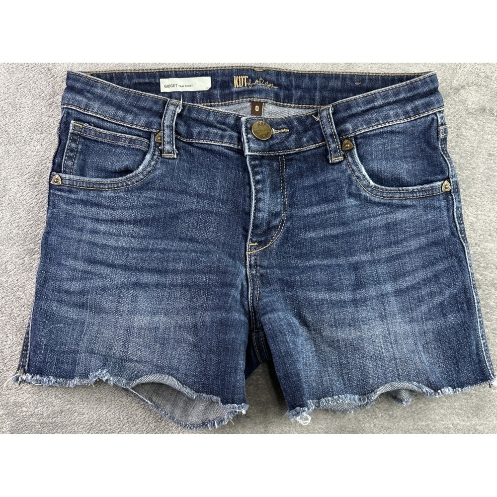 Kut from the Kloth Women's Size 0 Gidget Fray Blue Jean Shorts Denim Raw Hem